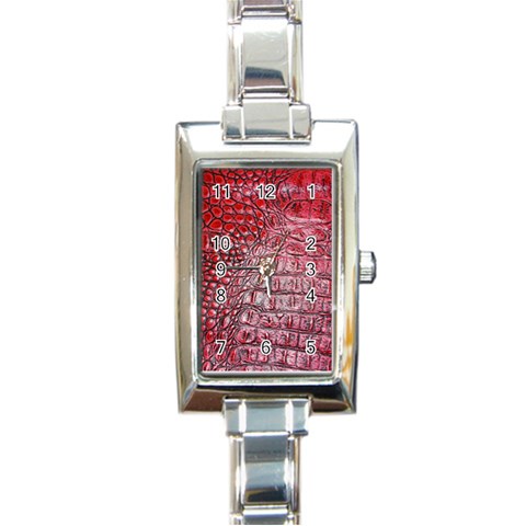 Ll Alligator Red Rectangular Italian Charm Watch from ArtsNow.com Front