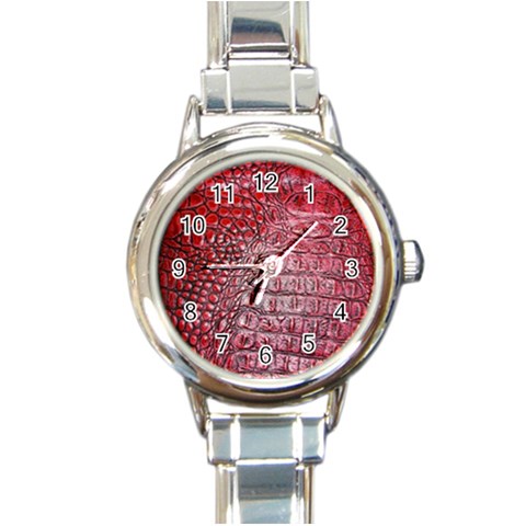 Ll Alligator Red Round Italian Charm Watch from ArtsNow.com Front