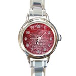 Ll Alligator Red Round Italian Charm Watch