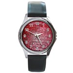 Ll Alligator Red Round Metal Watch