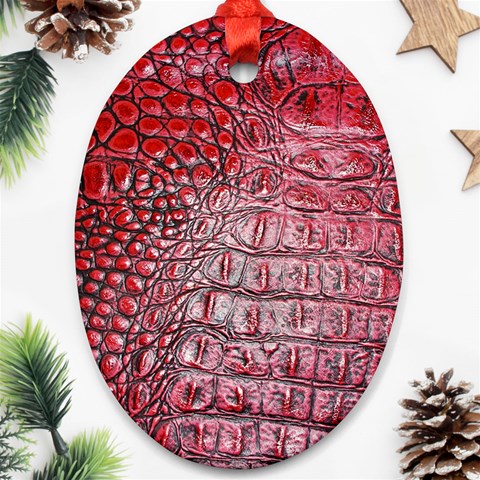 Ll Alligator Red Ornament (Oval) from ArtsNow.com Front