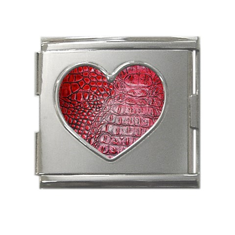 Ll Alligator Red Mega Link Heart Italian Charm (18mm) from ArtsNow.com Front