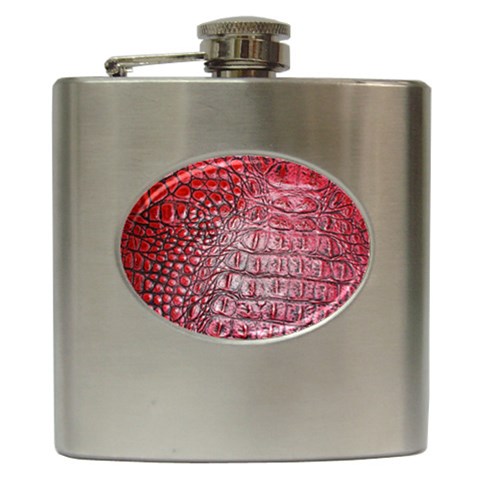 Ll Alligator Red Hip Flask (6 oz) from ArtsNow.com Front