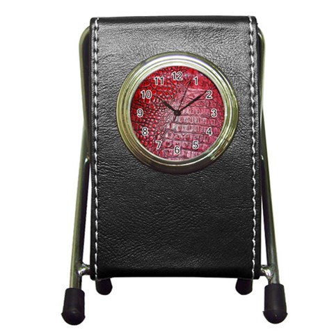 Ll Alligator Red Pen Holder Desk Clock from ArtsNow.com Front