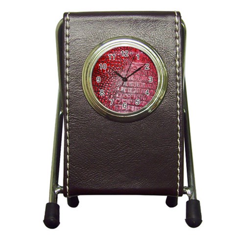 Ll Alligator Red Pen Holder Desk Clock from ArtsNow.com Front