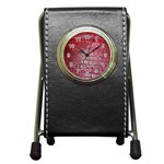 Ll Alligator Red Pen Holder Desk Clock