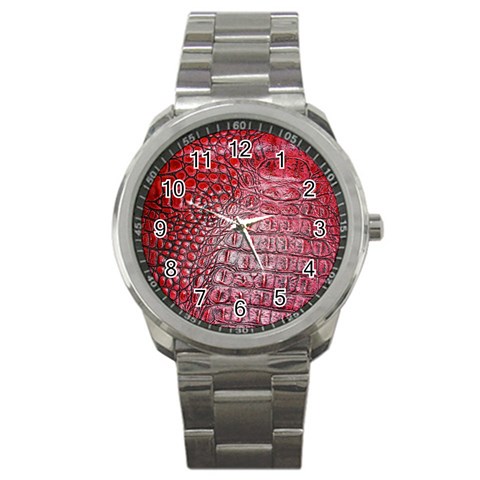 Ll Alligator Red Sport Metal Watch from ArtsNow.com Front