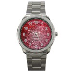 Ll Alligator Red Sport Metal Watch