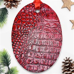 Ll Alligator Red Oval Ornament (Two Sides) from ArtsNow.com Front