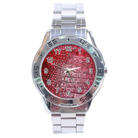 Ll Alligator Red Stainless Steel Analogue Men’s Watch from ArtsNow.com Front