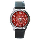 Ll Alligator Natural Color Round Metal Watch