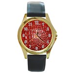 Ll Alligator Natural Color Round Gold Metal Watch