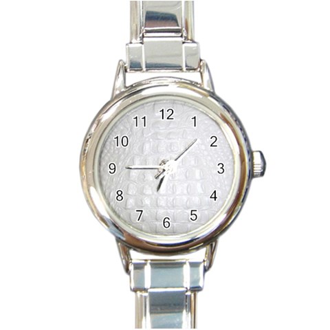 Ll Alligator White Round Italian Charm Watch from ArtsNow.com Front