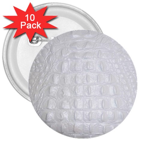 Ll Alligator White 3  Button (10 pack) from ArtsNow.com Front