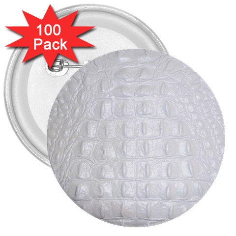 Ll Alligator White 3  Button (100 pack) from ArtsNow.com Front