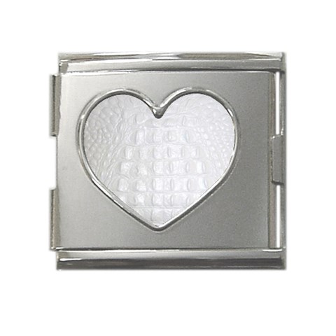 Ll Alligator White Mega Link Heart Italian Charm (18mm) from ArtsNow.com Front