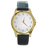 Ll Alligator White Round Gold Metal Watch