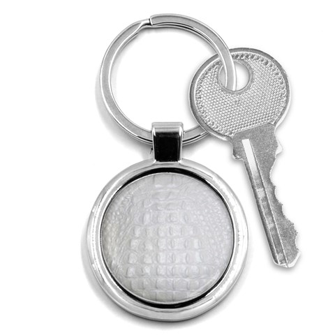 Ll Alligator White Key Chain (Round) from ArtsNow.com Front