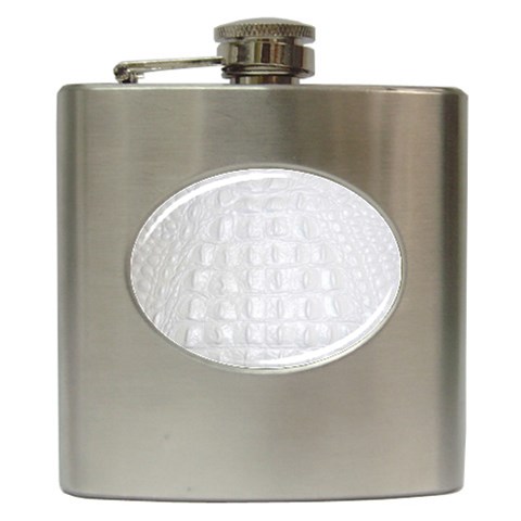 Ll Alligator White Hip Flask (6 oz) from ArtsNow.com Front