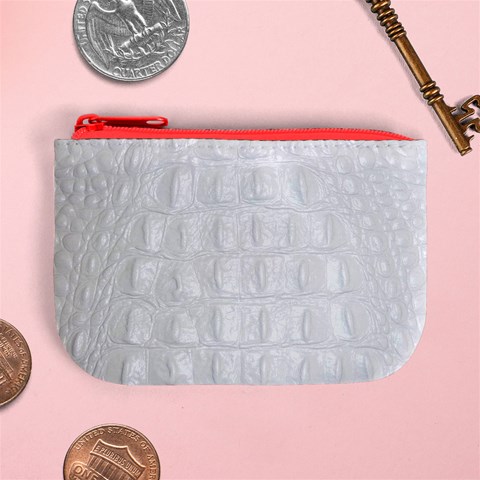 Ll Alligator White Mini Coin Purse from ArtsNow.com Front