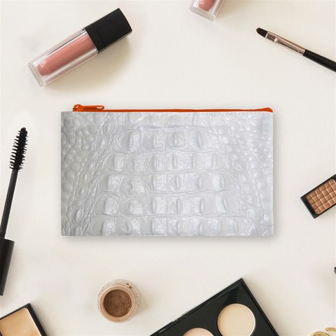 Ll Alligator White Cosmetic Bag (Small) from ArtsNow.com Front