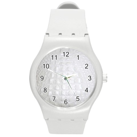 Ll Alligator White Round Plastic Sport Watch Medium from ArtsNow.com Front