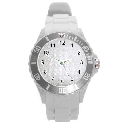 Ll Alligator White Round Plastic Sport Watch Large from ArtsNow.com Front