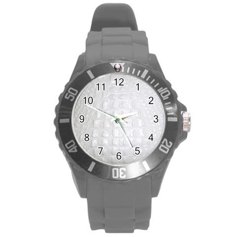 Ll Alligator White Round Plastic Sport Watch Large from ArtsNow.com Front