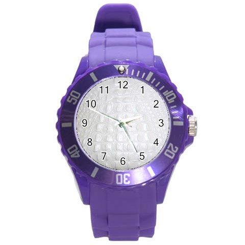 Ll Alligator White Round Plastic Sport Watch Large from ArtsNow.com Front