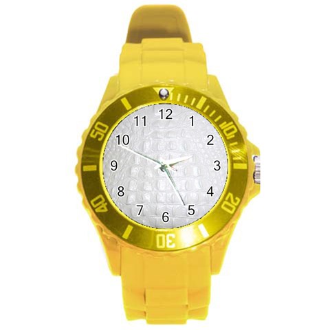 Ll Alligator White Round Plastic Sport Watch Large from ArtsNow.com Front