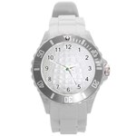 Ll Alligator White Round Plastic Sport Watch Large