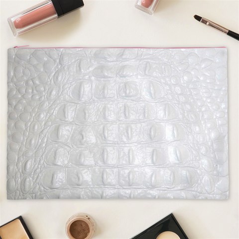 Ll Alligator White Cosmetic Bag (XXL) from ArtsNow.com Front