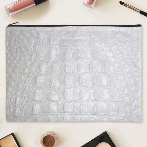 Ll Alligator White Cosmetic Bag (XXXL) from ArtsNow.com Front