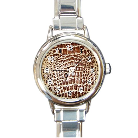 Ll Alligator Macro Round Italian Charm Watch from ArtsNow.com Front