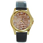 Ll Alligator Macro Round Gold Metal Watch