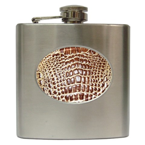 Ll Alligator Macro Hip Flask (6 oz) from ArtsNow.com Front