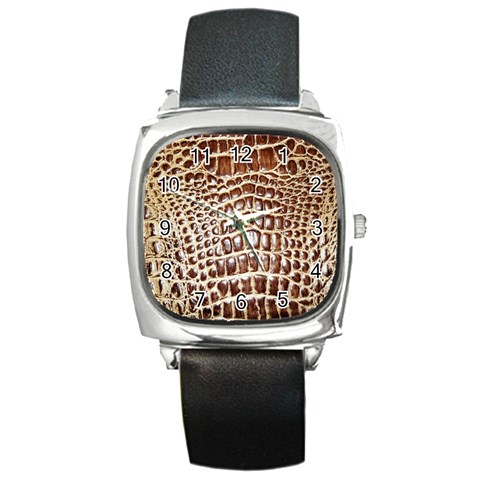 Ll Alligator Macro Square Metal Watch from ArtsNow.com Front