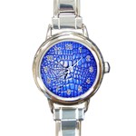 Ll Alligator Deep Blue Round Italian Charm Watch