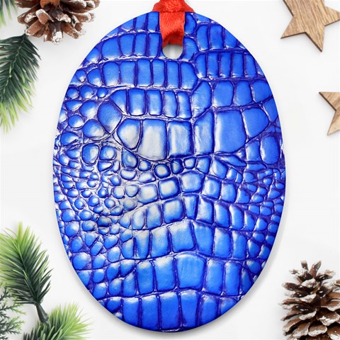 Ll Alligator Deep Blue Ornament (Oval) from ArtsNow.com Front