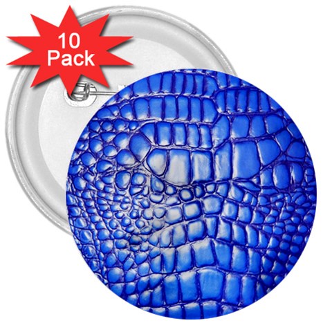 Ll Alligator Deep Blue 3  Button (10 pack) from ArtsNow.com Front