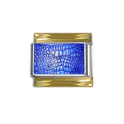 Ll Alligator Deep Blue Gold Trim Italian Charm (9mm) from ArtsNow.com Front