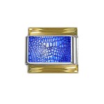 Ll Alligator Deep Blue Gold Trim Italian Charm (9mm)