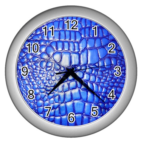 Ll Alligator Deep Blue Wall Clock (Silver) from ArtsNow.com Front