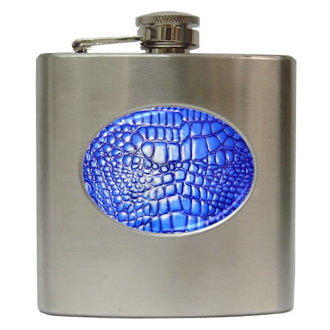 Ll Alligator Deep Blue Hip Flask (6 oz) from ArtsNow.com Front