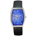 Ll Alligator Deep Blue Barrel Style Metal Watch