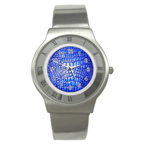 Ll Alligator Deep Blue Stainless Steel Watch from ArtsNow.com Front