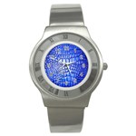 Ll Alligator Deep Blue Stainless Steel Watch