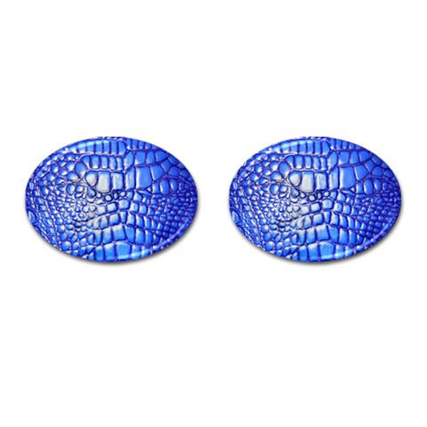 Ll Alligator Deep Blue Cufflinks (Oval) from ArtsNow.com Front(Pair)