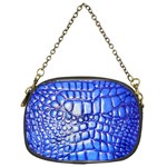 Ll Alligator Deep Blue Chain Purse (One Side)