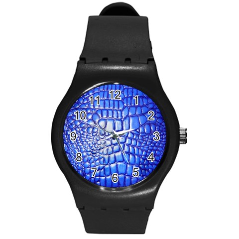 Ll Alligator Deep Blue Round Plastic Sport Watch Medium from ArtsNow.com Front